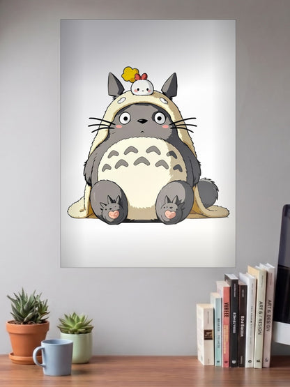 Totoro Cream Hood Anime Poster