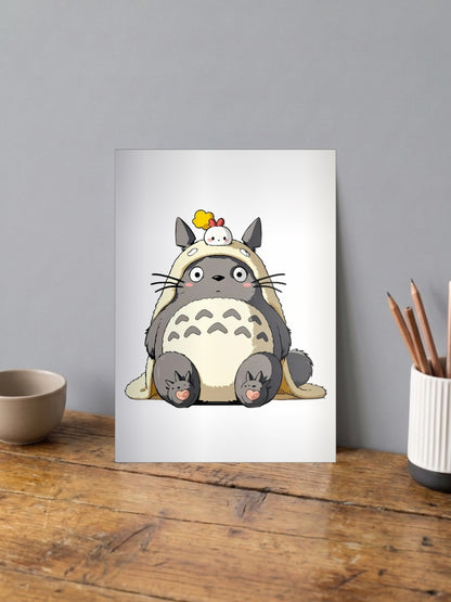 Totoro Cream Hood Anime Poster