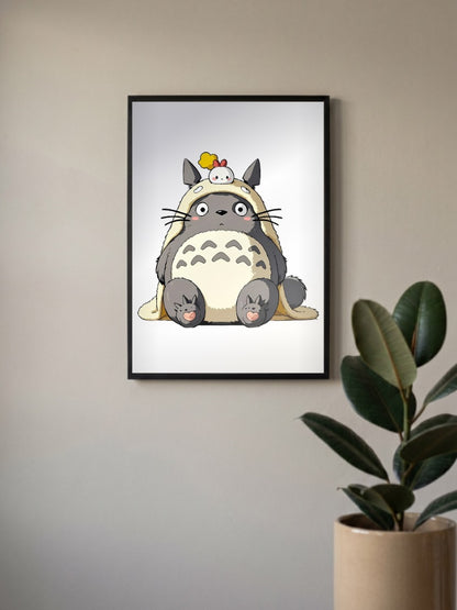 Totoro Cream Hood Anime Poster