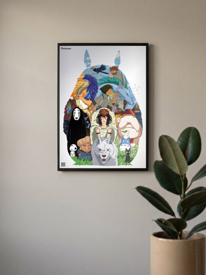 Totoro Silhouette Ghibli Anime Poster