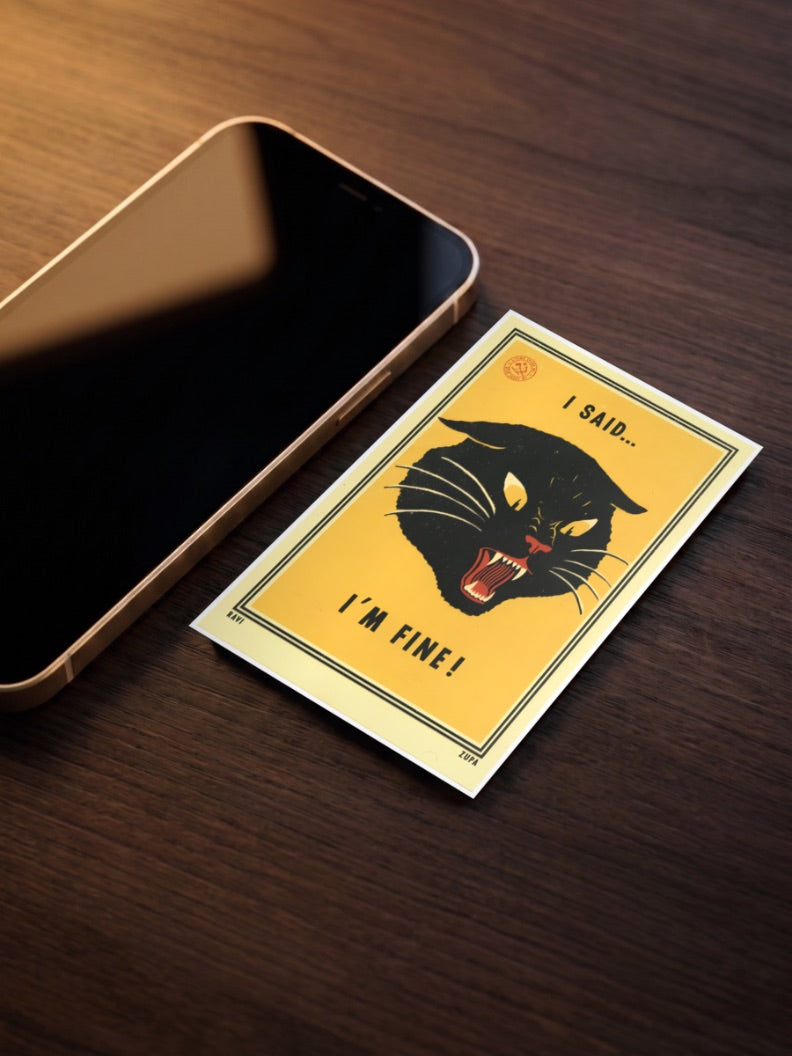 I'm Fine Meme Poster as a pocket poster, sized to fit behind a phone case