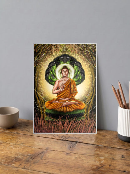 Buddha and Mucalinda Gods Poster