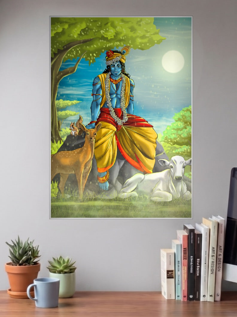 Krishna Under the Tree Gods Poster