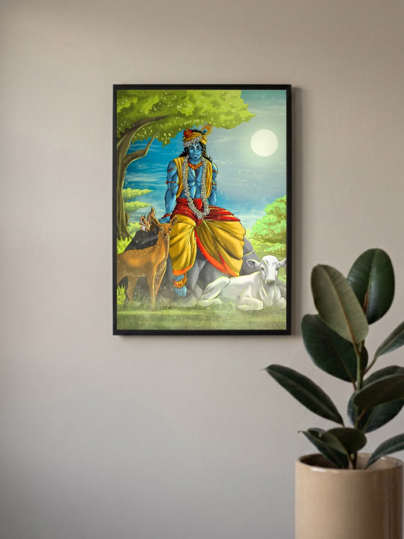 Krishna Under the Tree Gods Poster