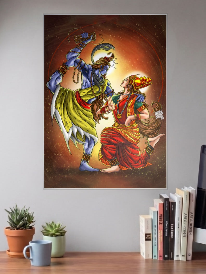 Shiva and Parvati Dance Gods Poster