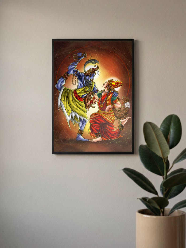 Shiva and Parvati Dance Gods Poster