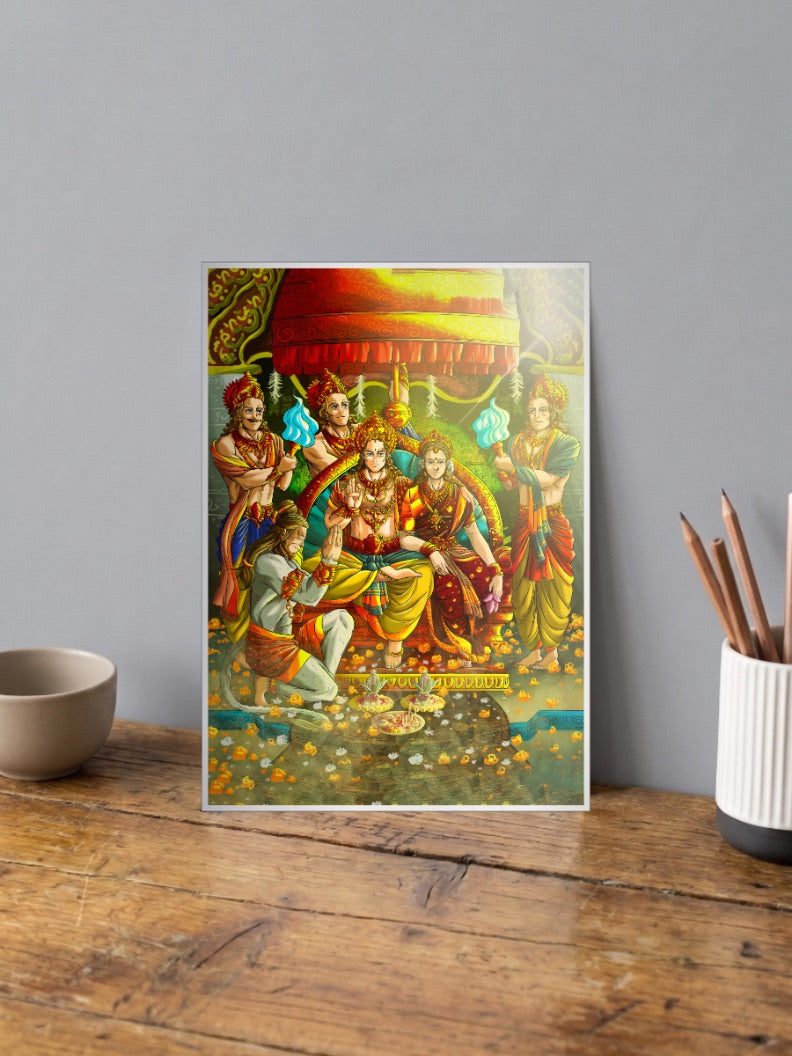 Hanuman at Ram Coronation Gods Poster