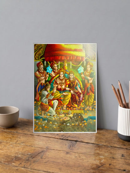 Hanuman at Ram Coronation Gods Poster