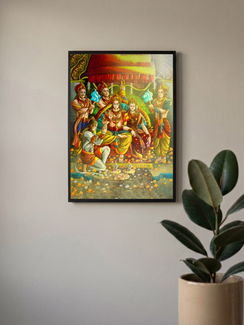 Hanuman at Ram Coronation Gods Poster