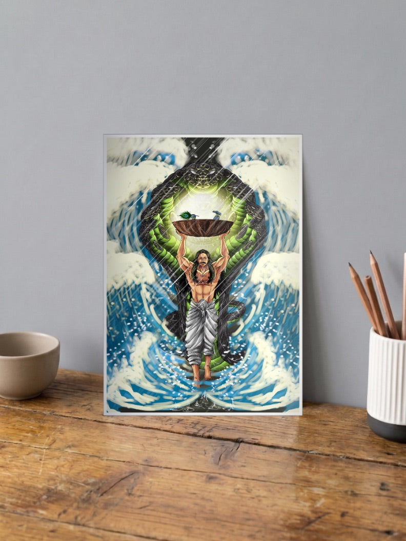 Vasudeva Carries Baby Krishna Gods Poster