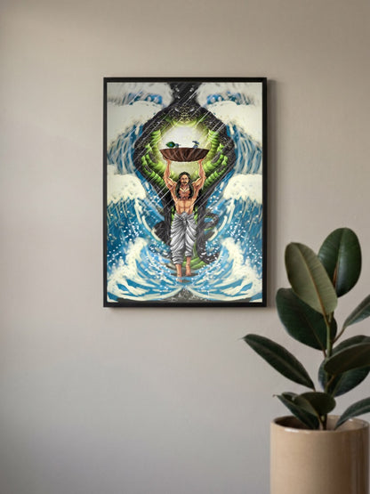 Vasudeva Carries Baby Krishna Gods Poster