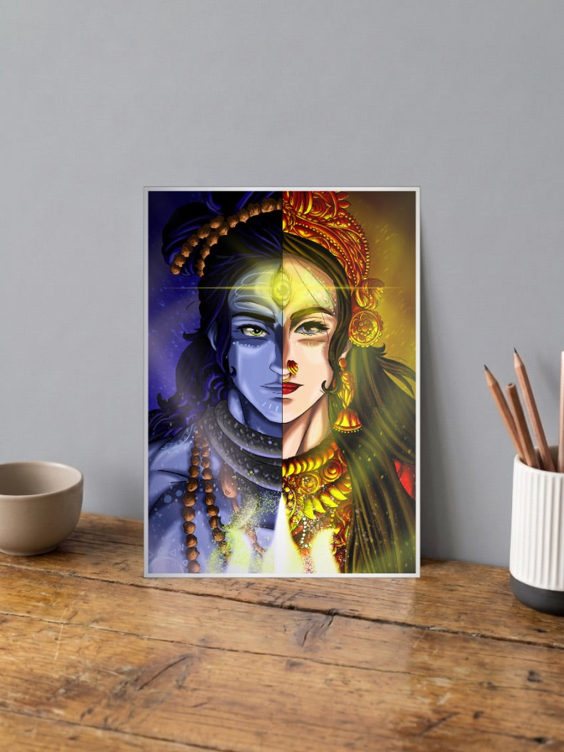 Adishakti Shiva Parvati Gods Poster