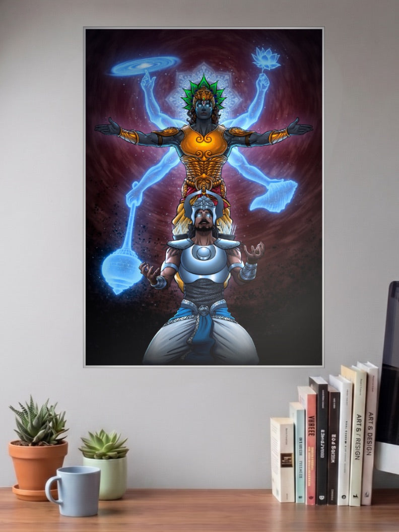 Divya Drishti Krishna Arjuna Gods Poster