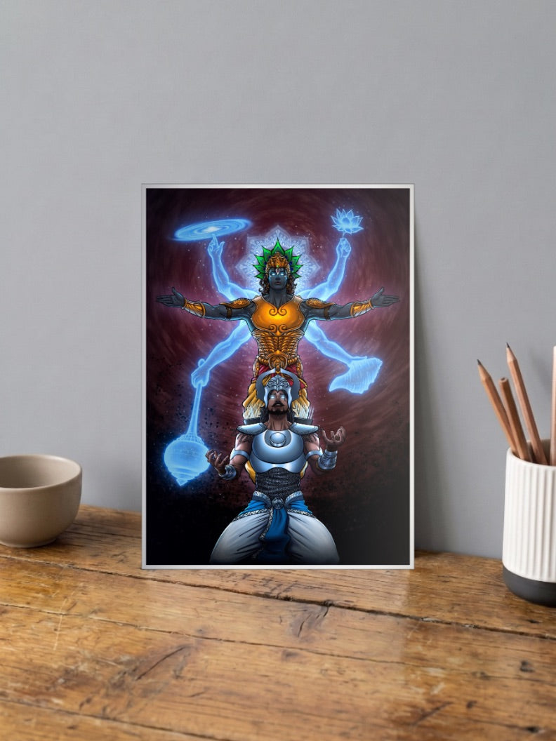 Divya Drishti Krishna Arjuna Gods Poster