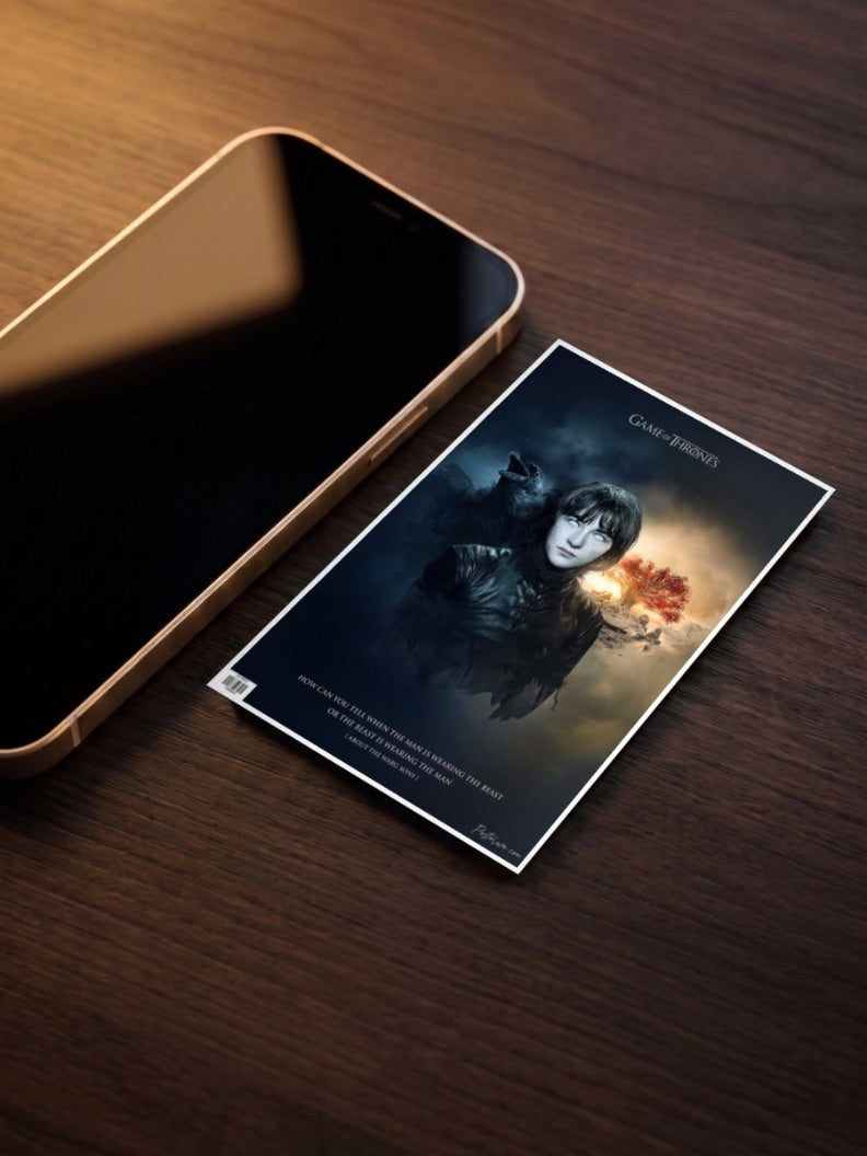 Bran Stark Portrait Webseries Poster as a pocket poster, sized to fit behind a phone case