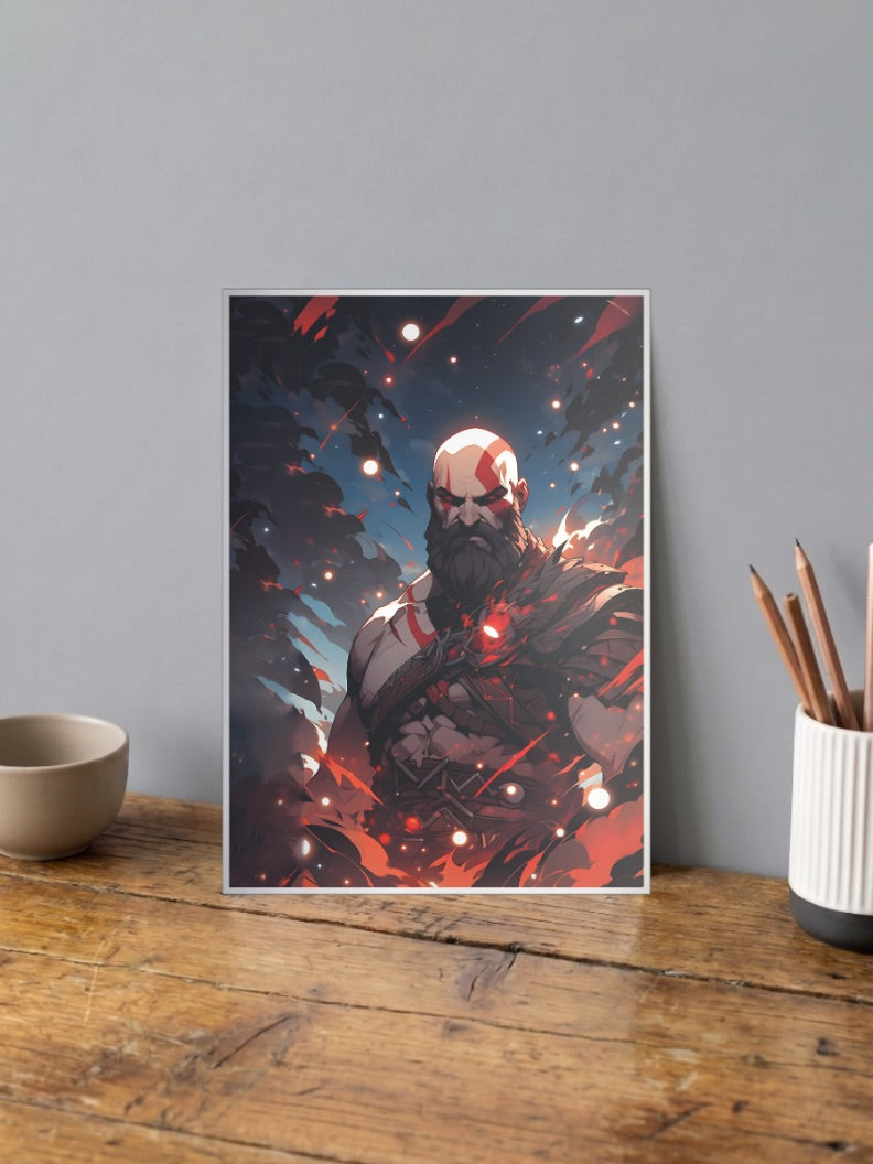 Kratos Embers God of War Game Poster