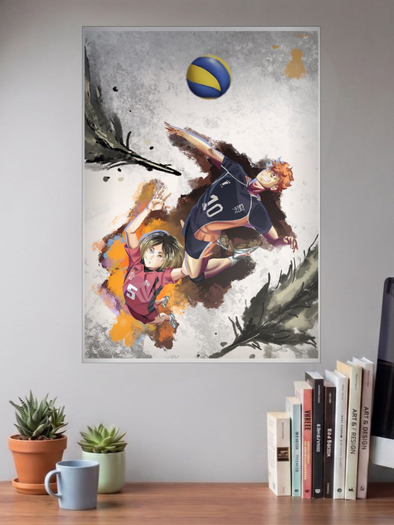 Hinata Kenma Ink Splash Anime Poster