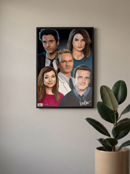 HIMYM Five Cast Portraits Sitcom Poster