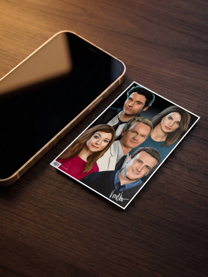 HIMYM Five Cast Portraits Sitcom Poster