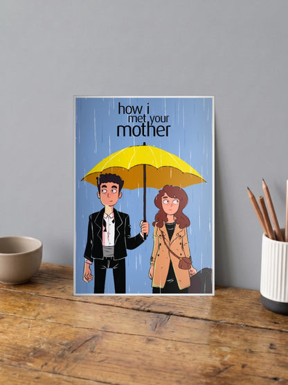 Ted Mother Cartoon Umbrella Sitcom Poster