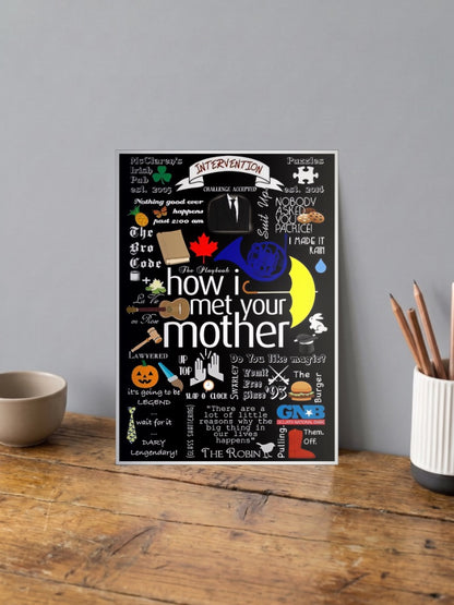 HIMYM Quotes Icon Collage Sitcom Poster