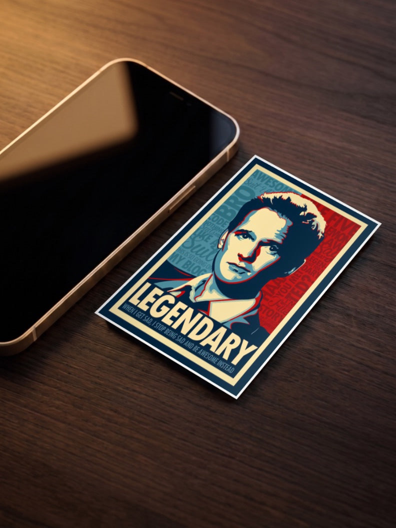 Barney Stinson Legendary Hope Sitcom Poster as a pocket poster, sized to fit behind a phone case