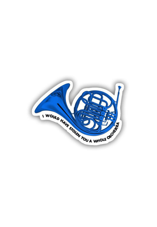 Blue French Horn Sticker