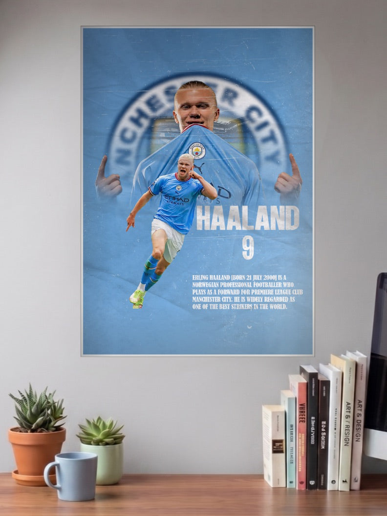 Erling Haaland Man City Football Poster