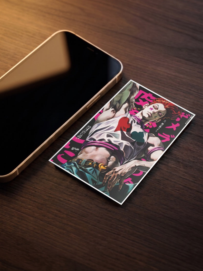 Hisoka Morow Manga Panel Anime Poster as a pocket poster, sized to fit behind a phone case