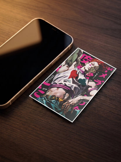 Hisoka Morow Manga Panel Anime Poster as a pocket poster, sized to fit behind a phone case