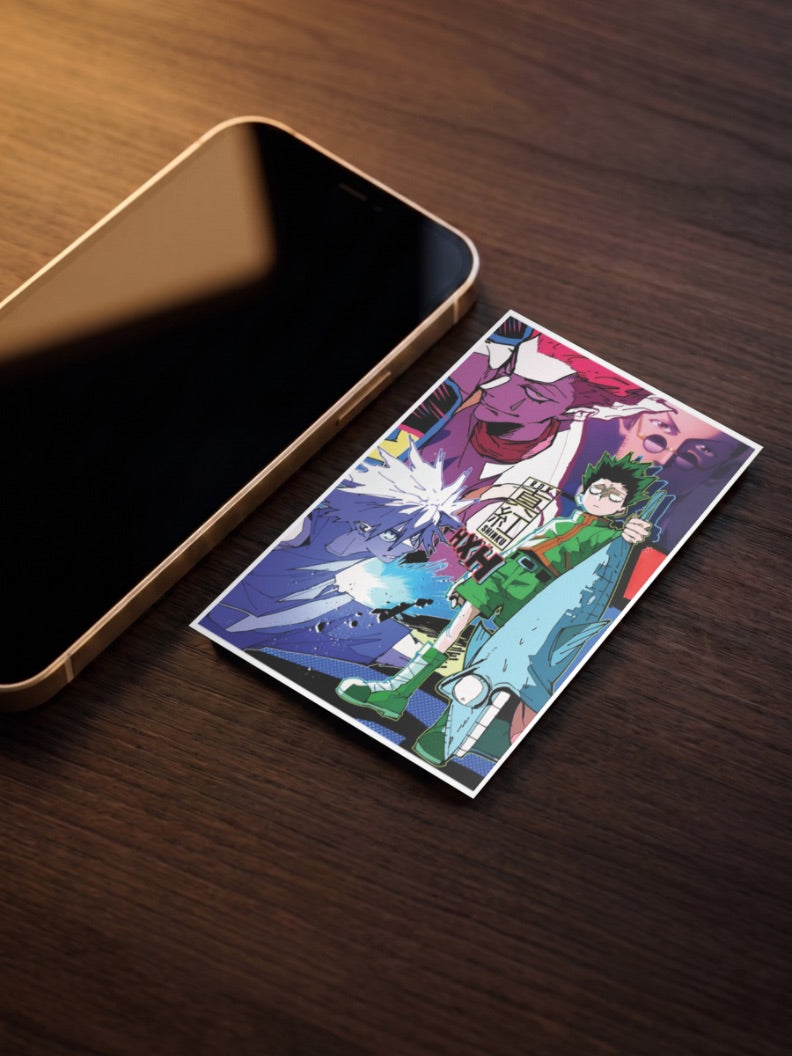 Hunter X Hunter Group Collage Anime Poster as a pocket poster, sized to fit behind a phone case