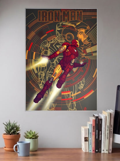 Iron Man Flying Blueprint Marvel Poster