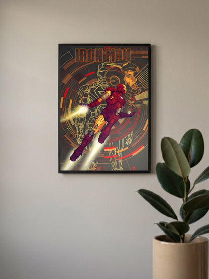 Iron Man Flying Blueprint Marvel Poster
