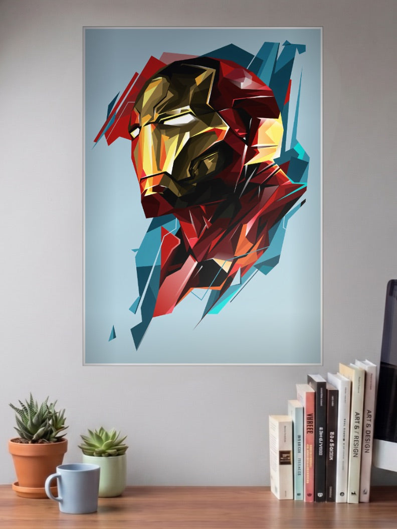 Iron Man Low Poly Helmet Marvel Poster