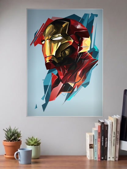 Iron Man Low Poly Helmet Marvel Poster