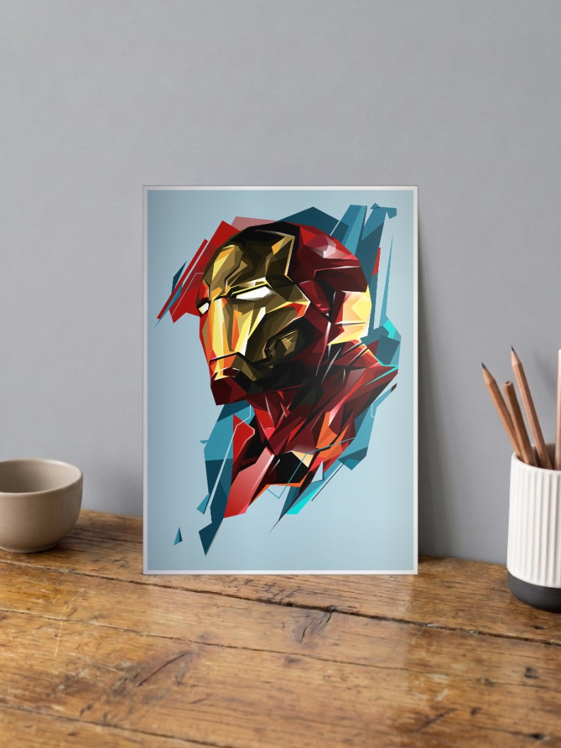 Iron Man Low Poly Helmet Marvel Poster