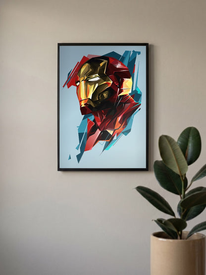 Iron Man Low Poly Helmet Marvel Poster