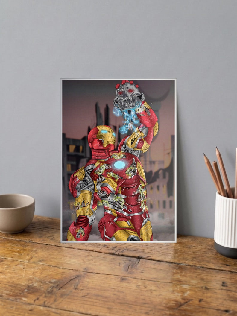 Iron Man Battle Damage Scene Marvel Poster
