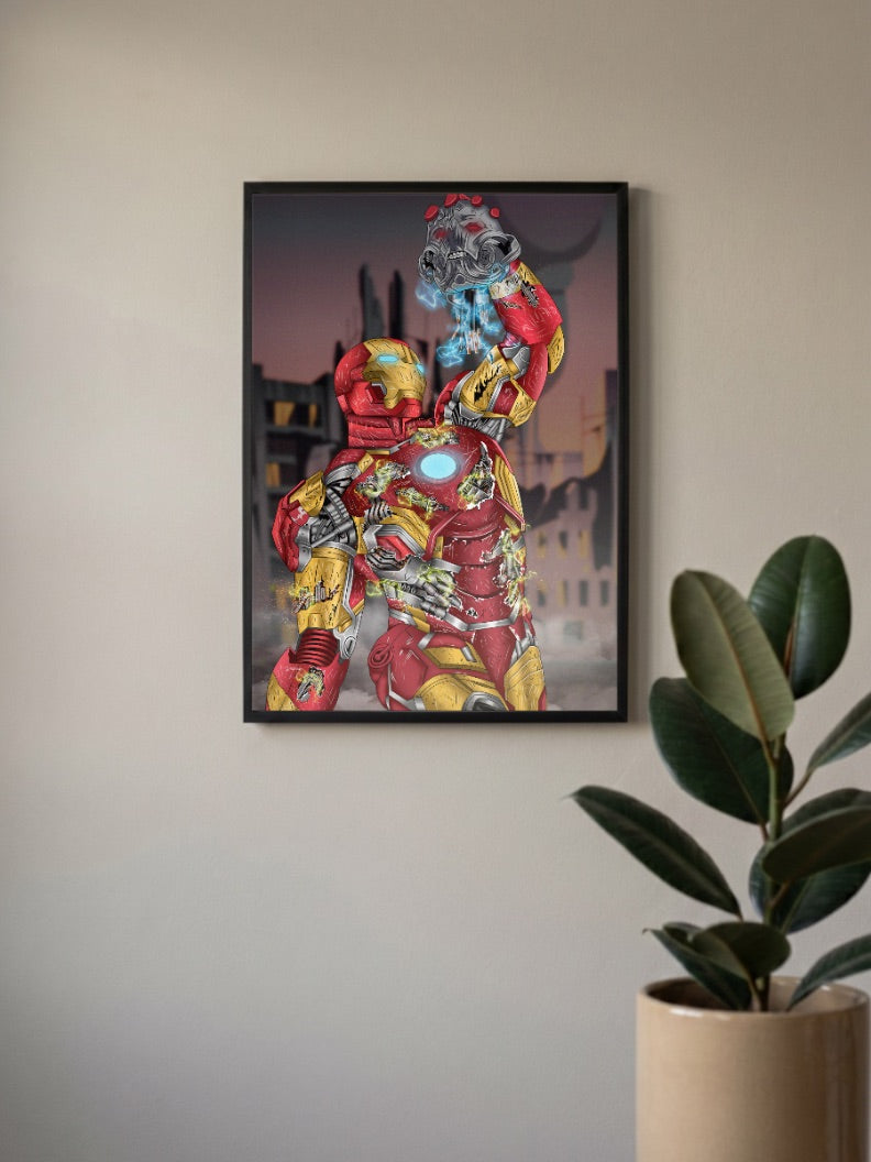 Iron Man Battle Damage Scene Marvel Poster