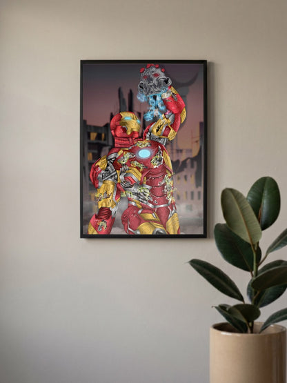Iron Man Battle Damage Scene Marvel Poster