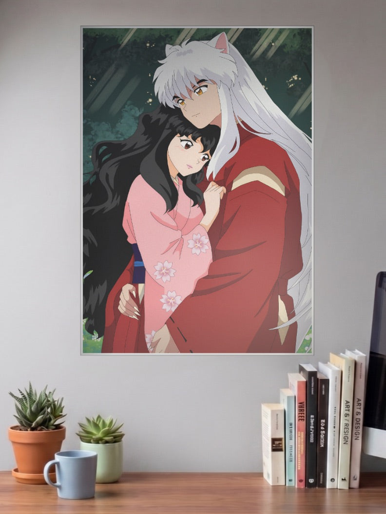 Inuyasha And Kagome Embrace Anime Poster