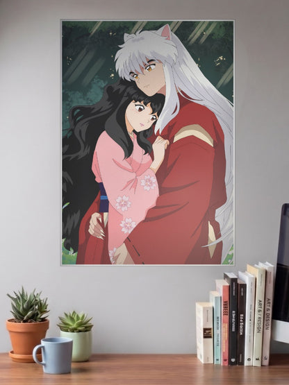 Inuyasha And Kagome Embrace Anime Poster