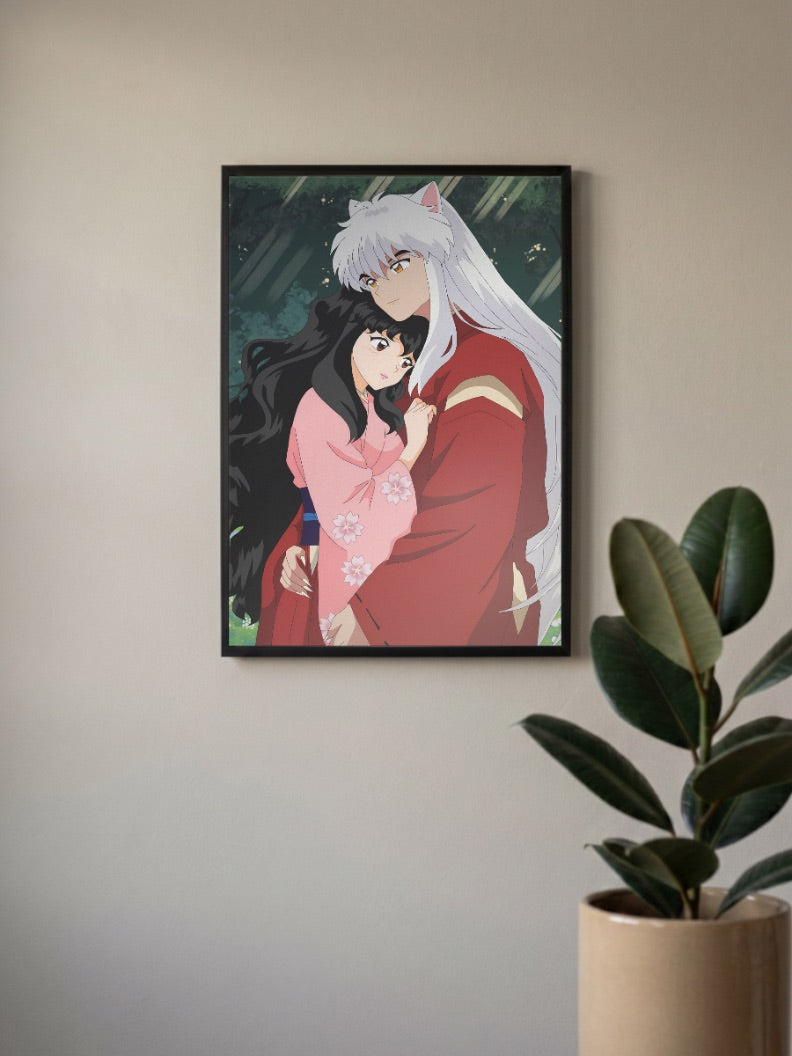 Inuyasha And Kagome Embrace Anime Poster