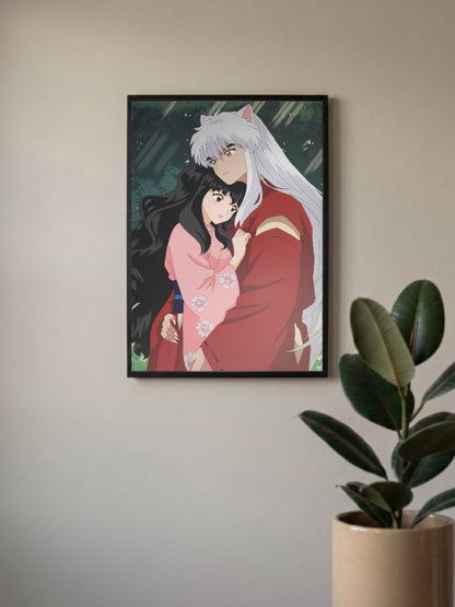 Inuyasha And Kagome Embrace Anime Poster