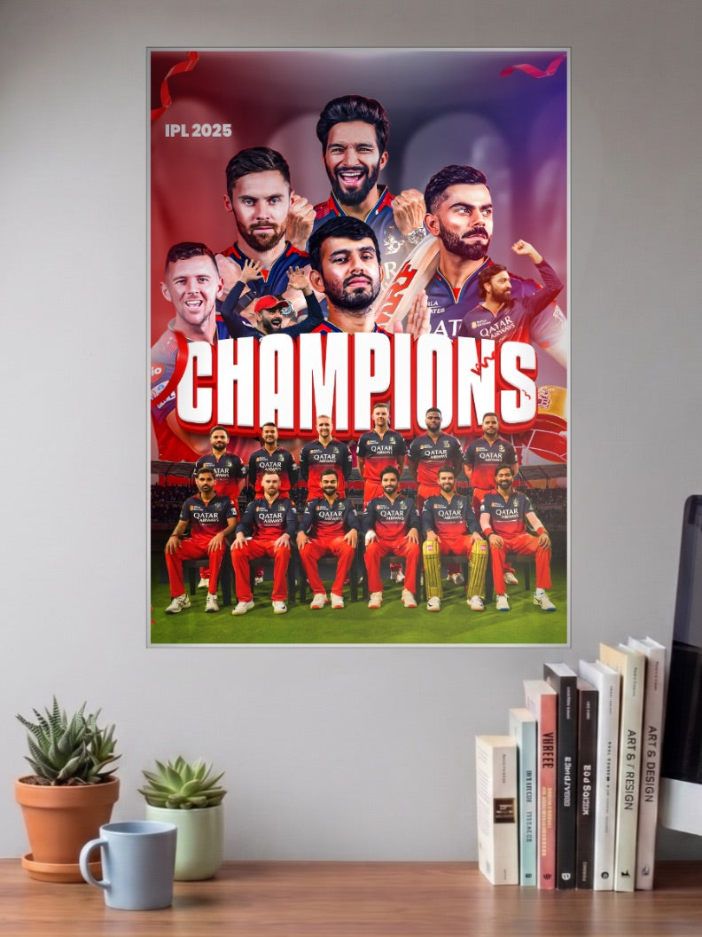 RCB Champions Team Collage IPL Poster