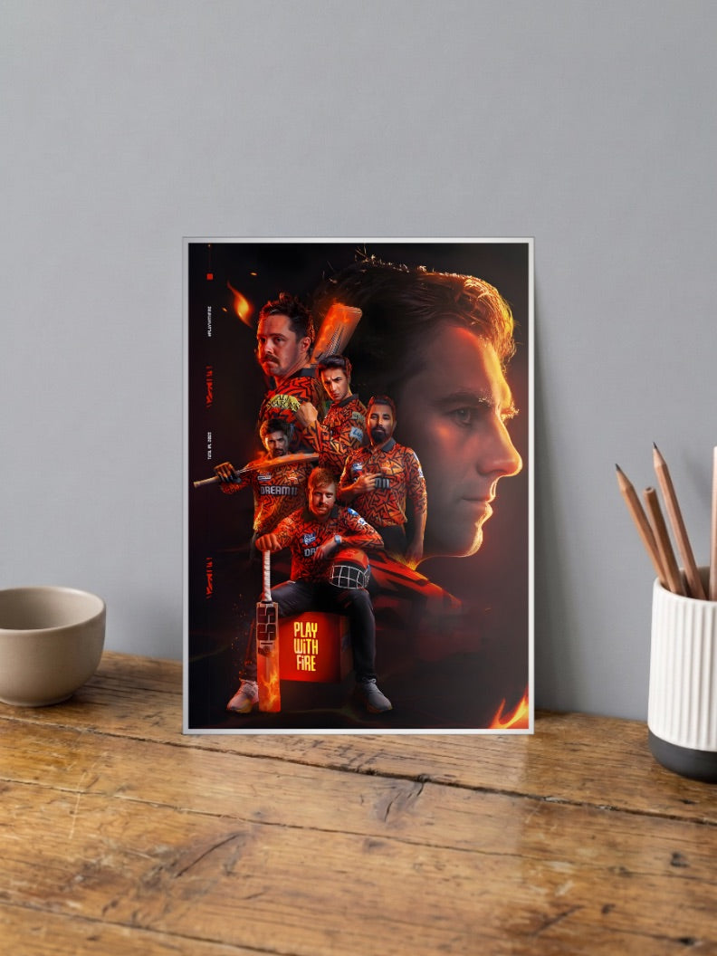 SRH Play With Fire Collage IPL Poster