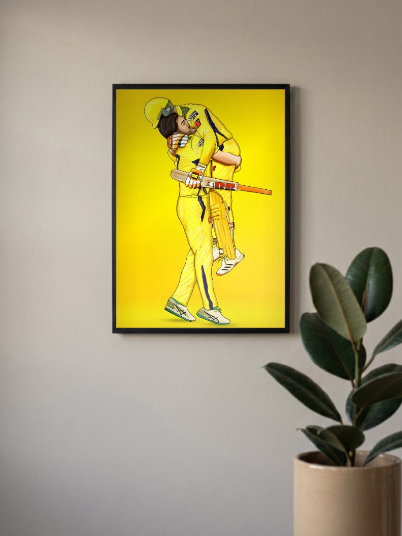 MS Dhoni Hugging Poster