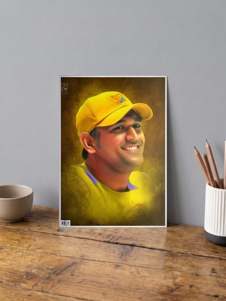 M S Dhoni CSK Poster