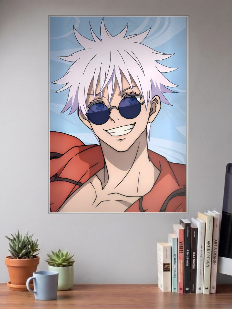 Gojo Satoru Casual Smile Anime Poster