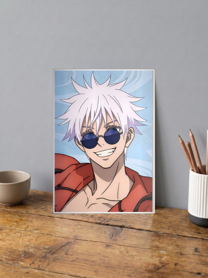 Gojo Satoru Casual Smile Anime Poster